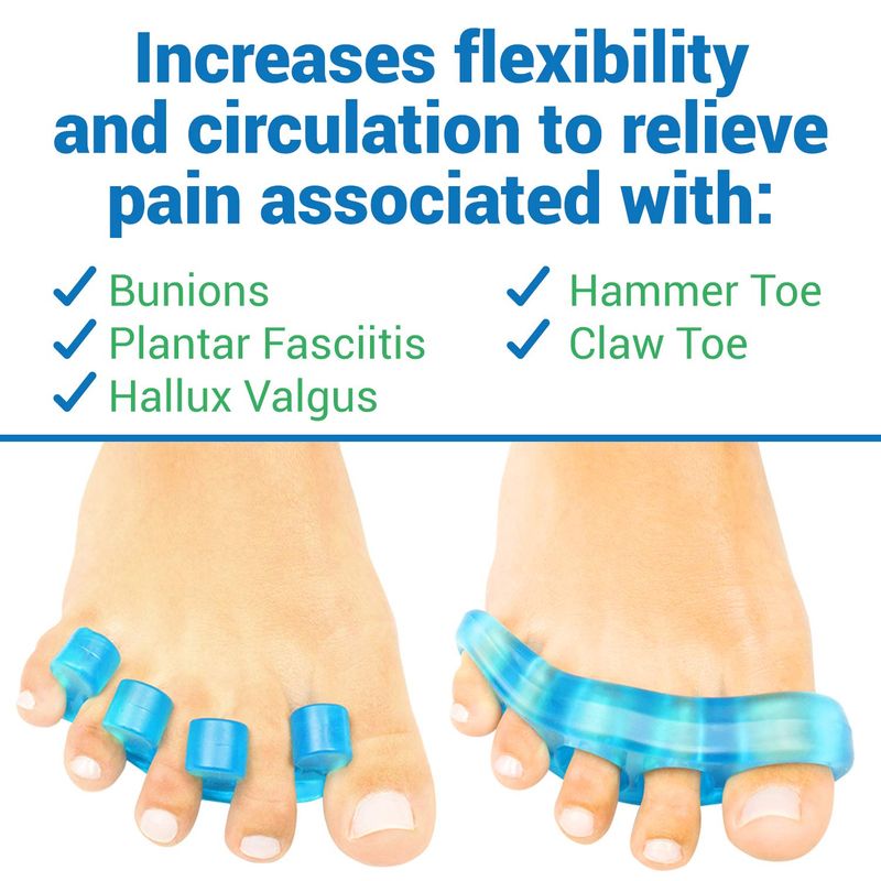 VIVEsole Toe Separators for Men &amp; Women Medium (2 Pairs) - Silicone Gel Spreaders - Therapeutic Spa Stretchers for Plantar Fasciitis, Bunions, Overlapping Hammer Toe Spacers - Metatarsal Yoga Cushion