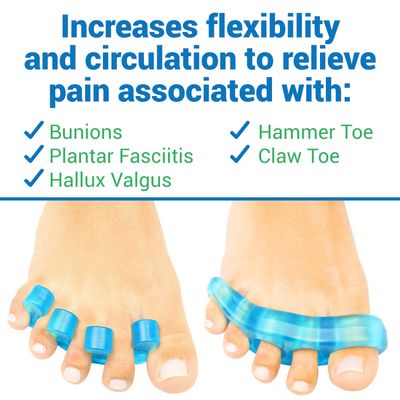 VIVEsole Toe Separators for Men &amp; Women Medium (2 Pairs) - Silicone Gel Spreaders - Therapeutic Spa Stretchers for Plantar Fasciitis, Bunions, Overlapping Hammer Toe Spacers - Metatarsal Yoga Cushion