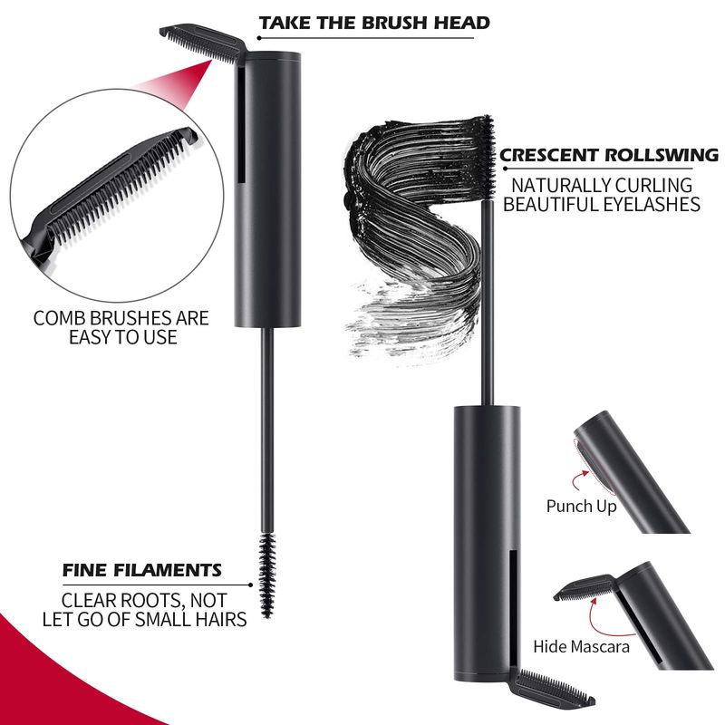 Waterproof Lash Mascara Black Volume And Length With Brush, Voluminous Mascara Thick And Smudge Proof Volume Curling Long Lasting Eye Makeup