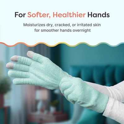 ZenToes Moisturizing Gloves for Dry Hands and Eczema, Gel Infused with Jojoba Seed Oil, Olive Oil and Vitamin E, Overnight Hand Moisturizer (OSFM, Fuzzy Mint Green with Media Tips)