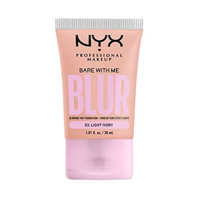 NYX PROFESSIONAL MAKEUP Bare With Me Blur Skin Tint Foundation Make Up with Matcha, Glycerin &amp; Niacinamide - Light Ivory