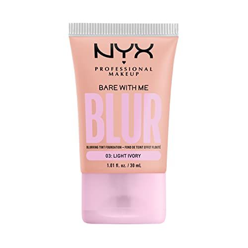 NYX PROFESSIONAL MAKEUP Bare With Me Blur Skin Tint Foundation Make Up with Matcha, Glycerin &amp; Niacinamide - Light Ivory