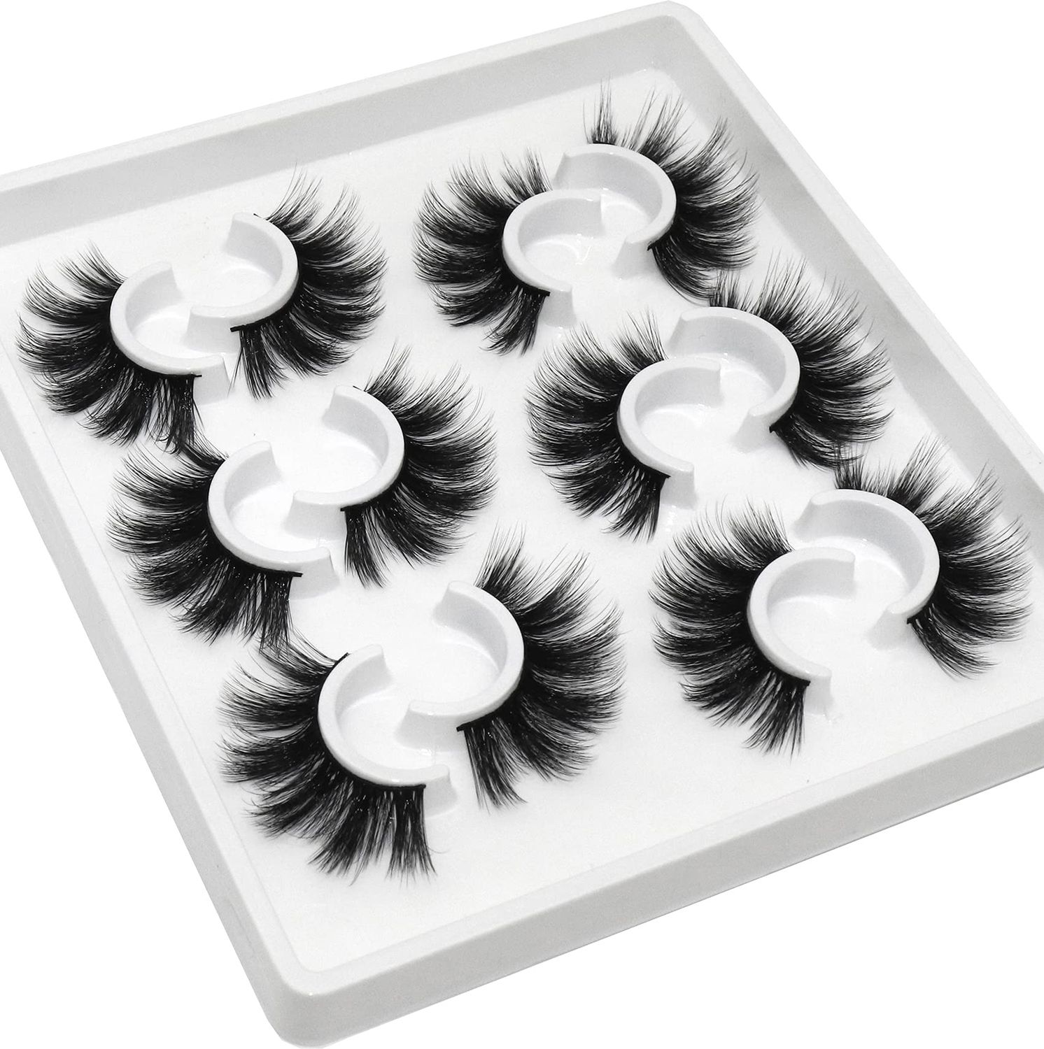 Losha Lashes 6 Pairs Fluffy False Eyelashes for Women 20mm Long Dramatic Faux Mink Strip 5D Lashes Pack for Gorgeous Makeup