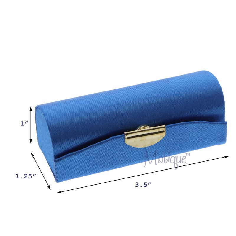 Solid Satin Ladies Lipstick Case With Mirror Purse Holder Set of 2 (Royal)