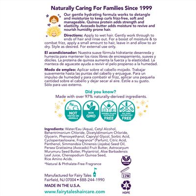 Fairy Tales Kids Moisturizing Conditioner for Curly and Multi-Cultural Hair - Paraben, Sulfate, Gluten and Nut Free - 8 oz