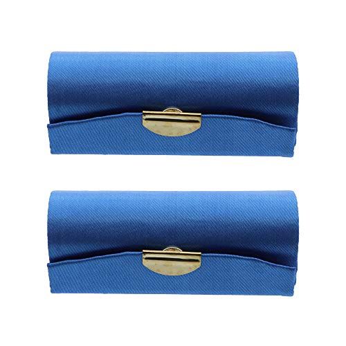 Solid Satin Ladies Lipstick Case With Mirror Purse Holder Set of 2 (Royal)