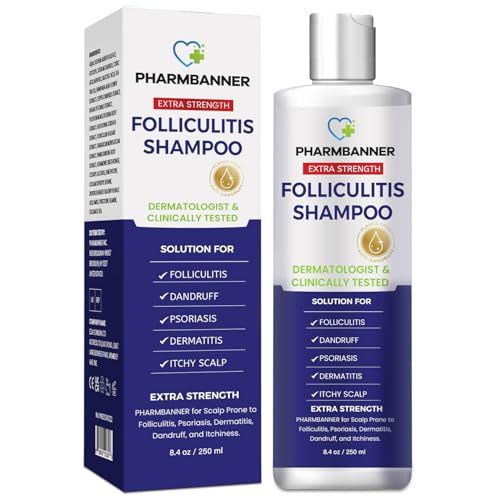 PHARMBANNER Anti-Fungal Shampoo for Folliculitis, Seborrheic Dermatitis, Scalp Psoriasis - Relieves Itchy &amp; Dry Scalp