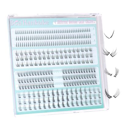 Bottom Lashes Natural 0.07 mm Thickness Bottom Lash Clusters Wispy Bottom Eyelashes 306 PCS 4 Styles Bottom Lash Extensions by Boahankuke