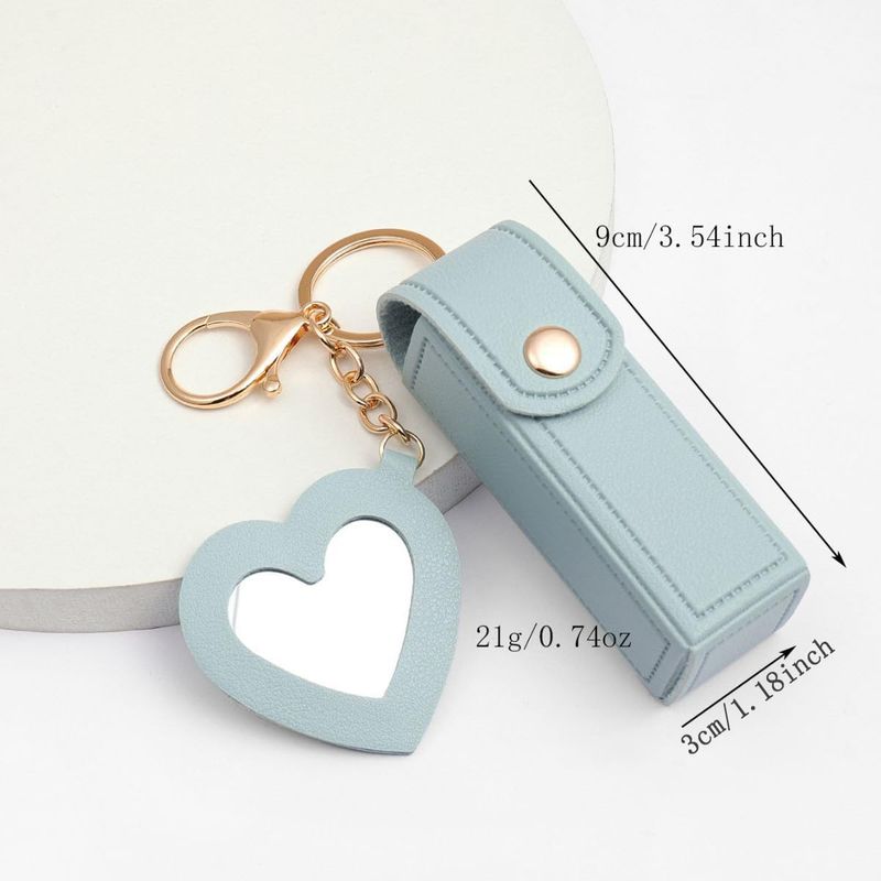 KuuGuu 5 PCS Lipstick Holder Keychain PU Leather Potable Chapstick Holder with Mirror Soft Lip-Balm Holder Travel Storage Case, Lipstick Pouch, Mini Bag Balm for Chapstick Perfume Fingernail Polish
