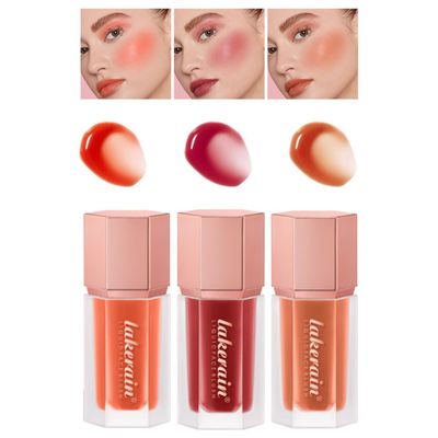 Generic 3Pcs Liquid Blush, Soft Silky Cream Blush Makeup for Cheeks, Natural-Looking, Weightless, Long-Lasting, Dewy Finish (Set B, 3)