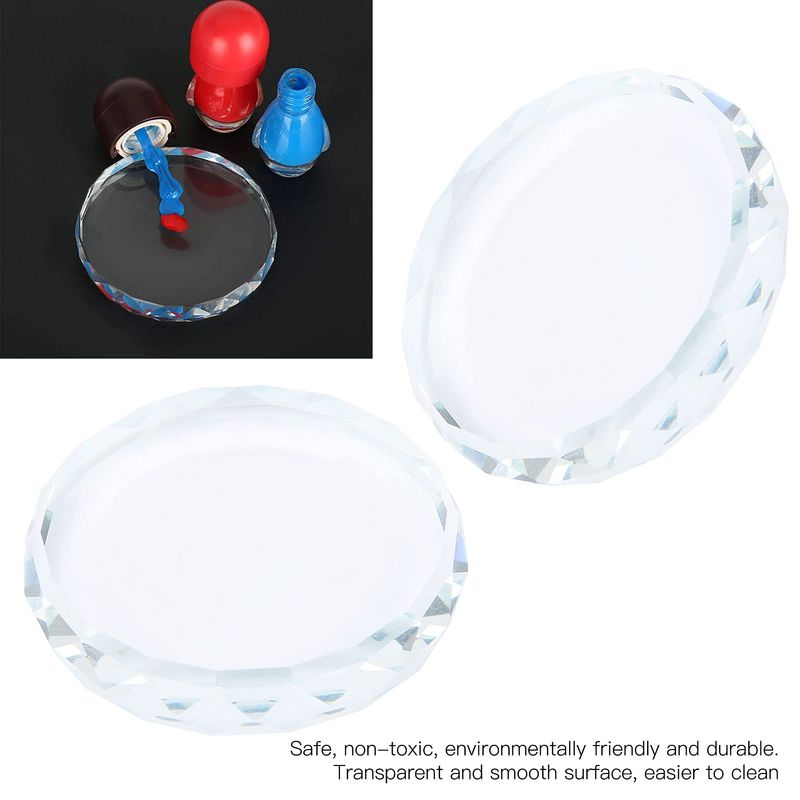 2PCS Nail Art Painting Color Toning Glass Board, Mixed Color Palette Makeup Display Board,Nail Polish False Eyelash Glue Hold Makeup Pallet Nail Art Display Cosmetic Mixing Tools