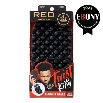 RED by Kiss Bow Wow X Twist King -Premium Luxury Twist Styler Brush, Durable Washable Afro Curl Sponge Racket for Barbers and Daily Use, Ideal for Curly, Coiled, 4C Hair