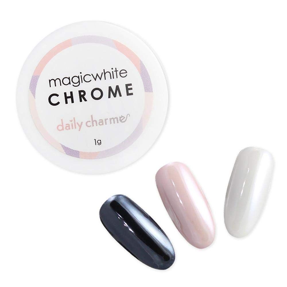 Daily Charme Magic White Nail Chrome Powder (White) 1g, Pearlescent Nail Chrome Powder, Glazed Donut, Nail Art Decoration, Home DIYNail Salon Manicure