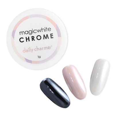 Daily Charme Magic White Nail Chrome Powder (White) 1g, Pearlescent Nail Chrome Powder, Glazed Donut, Nail Art Decoration, Home DIYNail Salon Manicure