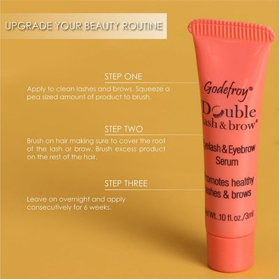 Godefroy Double Lash and Brow Treatment, for longer &amp; thicker eyelash and eyebrows (3ml  applicator)
