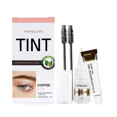 MXNSLWA Instant Lash &amp; Brow Set, Natural Bushy Eyebrow Makeup Kit, Long Lasting Spot coloring 100% Gray Converge DIY Hair Dying for Salon Home Use 7ml (Coffee)