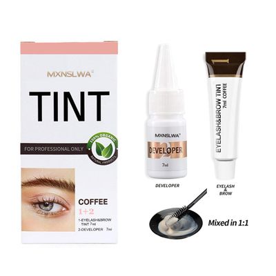 MXNSLWA Instant Lash & Brow Set, Natural Bushy Eyebrow Makeup Kit, Long Lasting Spot coloring 100% Gray Converge DIY Hair Dying for Salon Home Use 7ml (Coffee)