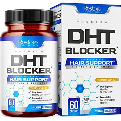 DHT Blocker Hair Growth Support Supplement - Supports Healthy Hair Growth, Healthy Thick Strong Hair - Saw Palmetto  Hair Vitamins for Women &amp; Men - May Support Healthy DHT Levels - Low Loss Capsules