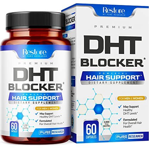 DHT Blocker Hair Growth Support Supplement - Supports Healthy Hair Growth, Healthy Thick Strong Hair - Saw Palmetto  Hair Vitamins for Women &amp; Men - May Support Healthy DHT Levels - Low Loss Capsules
