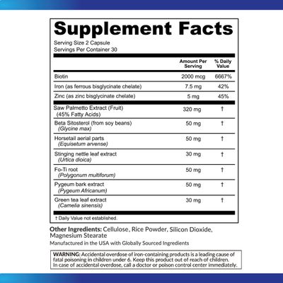 DHT Blocker Hair Growth Support Supplement - Supports Healthy Hair Growth, Healthy Thick Strong Hair - Saw Palmetto Hair Vitamins for Women & Men - May Support Healthy DHT Levels - Low Loss Capsules