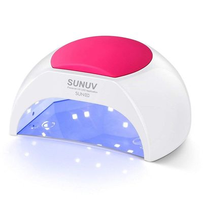 SUNUV SUN2C 48W UV Light for Nails,UV LED Nail Lamp with 4 Timer Settings,LED Nail Light Compatible with All Gel Types, Quick Drying Nail Dryer Pink