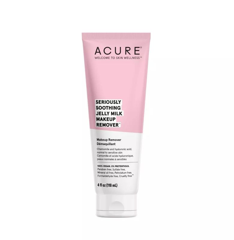 Acure Seriously Soothing Jelly Milk Makeup Remover - Waterproof Make Up Removal for Normal to Sensitive Skin - Moisturizing Finish - Milky Texture with Chamomile &amp; Hyaluronic Acid -100% Vegan- 4 Fl Oz