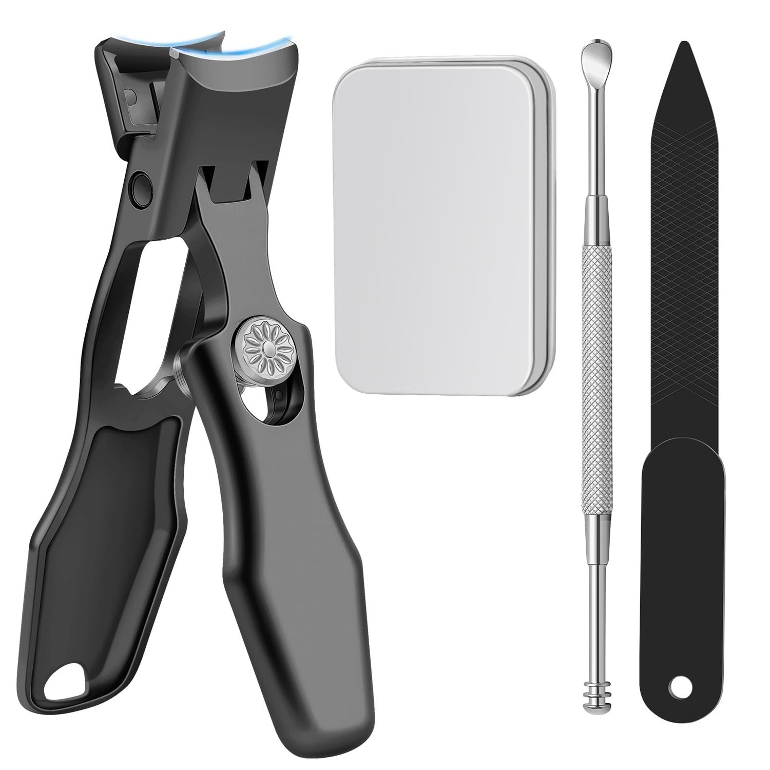 Nail Clippers for Men &amp; Women with Catcher - Heavy Duty Premium Steel Toenail Clippers for Thick Toenails, Ultra Sharp Finger Nail Clippers for Seniors, Long Handle, Wide Jaw, Safety Lock Nail Cutter