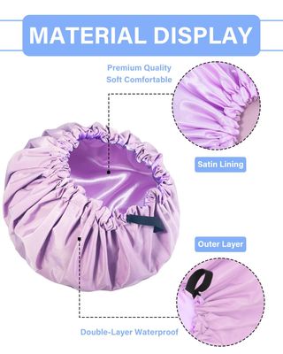 Aquior Shower Cap,Extra Adjustable Shower Caps for Women Double-Layer Waterproof Reusable Hair Cap, Large Size Hair Cap for All Hair,for Girls Spa Bath,Soft and Comfortable (Purple)
