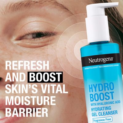 Neutrogena Hydro Boost Fragrance Free Hydrating Gel Facial Cleanser with Hyaluronic Acid, Daily Foaming Face Wash &amp; Makeup Remover, Gentle Face Wash, Non-Comedogenic, 7.8 fl. oz