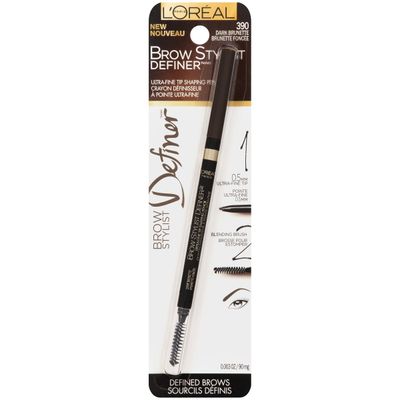 L'Oreal Paris Makeup Brow Stylist Definer Waterproof Eyebrow Pencil, Ultra-Fine Mechanical &amp; Retractable Brow Pencil, Draws Tiny Brow Hairs &amp; Fills in Sparse Areas &amp; Gaps, Dark Brunette, 0.003 oz.