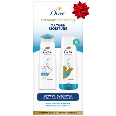 Dove Shampoo and Conditioner Set, Oxygen Moisture - Volumizing Hair Treatment for Fine Hair, 12 Oz Ea