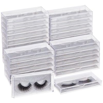 Stockroom Plus 30-Pack Transparent Empty Eyelash Boxes for False Eyelashes, Lash Cases Empty Bulk Wholesale with Glitter Paper Card for Makeup Artists, Women (4.4 x 2 Inches, 0.55&quot; Width)
