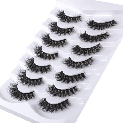 Mebver False Eyelashes Cat Eye Lashes Faux Mink Lashes Natural Look Fluffy Wispy Lashes That Look Like Extensions Pestaas Postizas D Curl Lash Strips Short Fox Eye Lashes 7 Pairs Pack