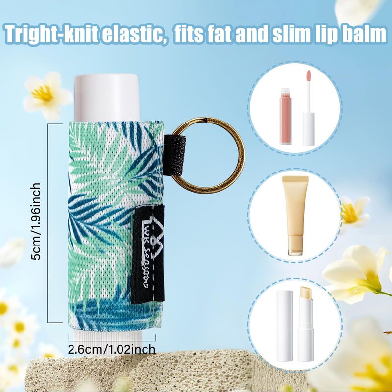 WK IEASON - Lip Balm Holder Keychain Clip On Lipstick Sleeve Chapstick Sleeve Holder Keychain 5pcs(Marble set)