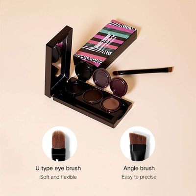 Music Flower 3 in 1 Eyebrow Gel and Eyeliner Waterproof Smudge-proof Long Wear BlackBrown with Brush