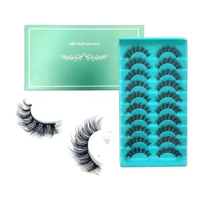 Wffenhefragrance 3D Curl Artificial Mink Eyelashes - Fluffy Wispy Lashes 10 Pairs|Natural Look,Easy to Apply&amp;Reusable|Perfect for Daily Wear,Parties&amp;Special Occasions|9-16-18mm