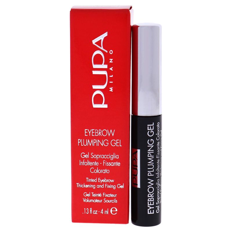PUPA Milano Eyebrow Plumping Gel - Instant Grooming And Shaping - Fill And Volumize With Ease For Beautiful, Thick Brows - All Day Hold - Sculpt Your Arches With Precision - 002 Brown - 0.13 Oz