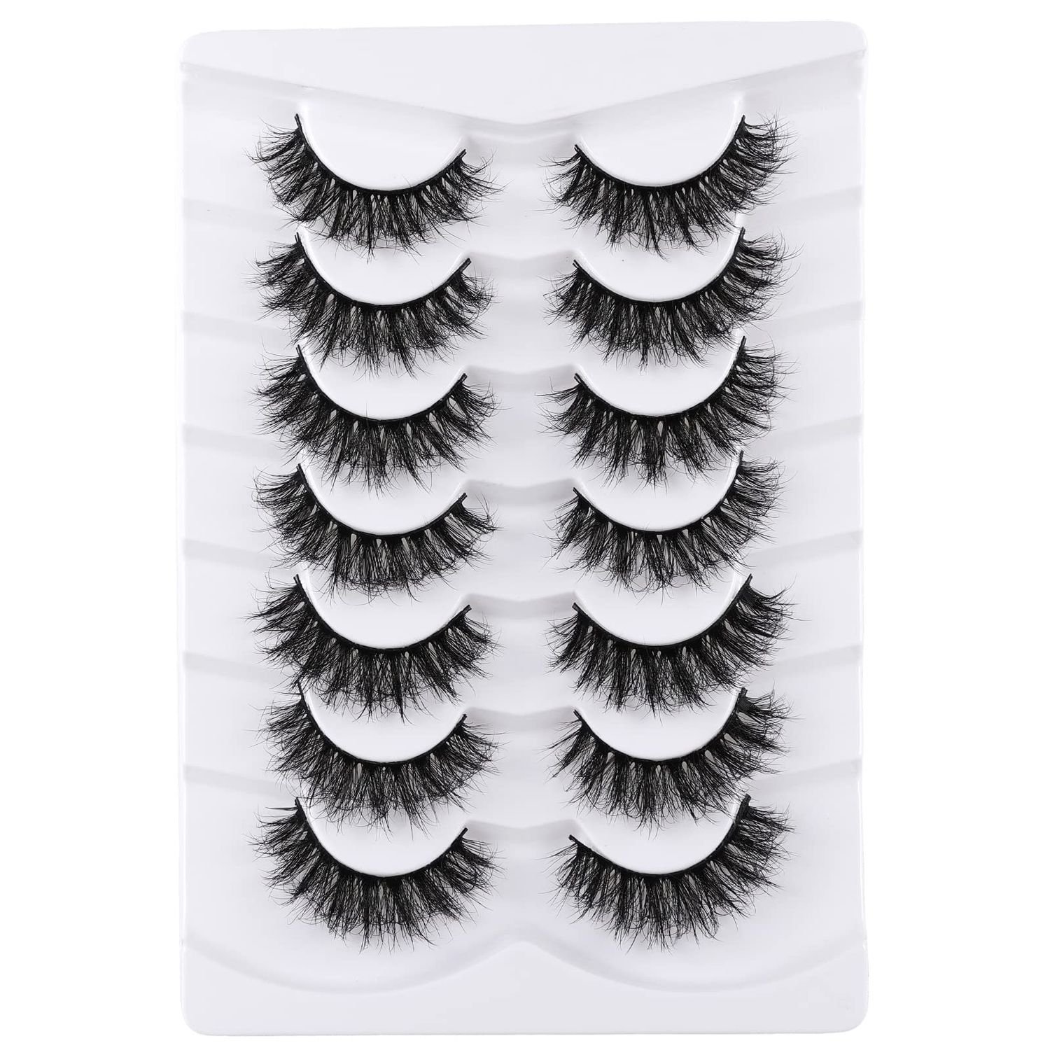 Mebver False Eyelashes Cat Eye Lashes Faux Mink Lashes Natural Look Fluffy Wispy Lashes That Look Like Extensions Pestaas Postizas D Curl Lash Strips Short Fox Eye Lashes 7 Pairs Pack