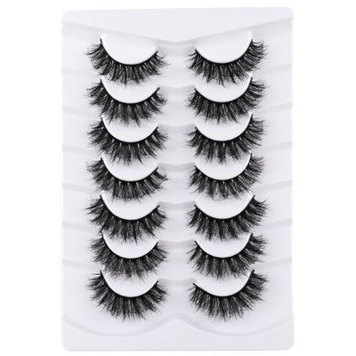 Mebver False Eyelashes Cat Eye Lashes Faux Mink Lashes Natural Look Fluffy Wispy Lashes That Look Like Extensions Pestaas Postizas D Curl Lash Strips Short Fox Eye Lashes 7 Pairs Pack