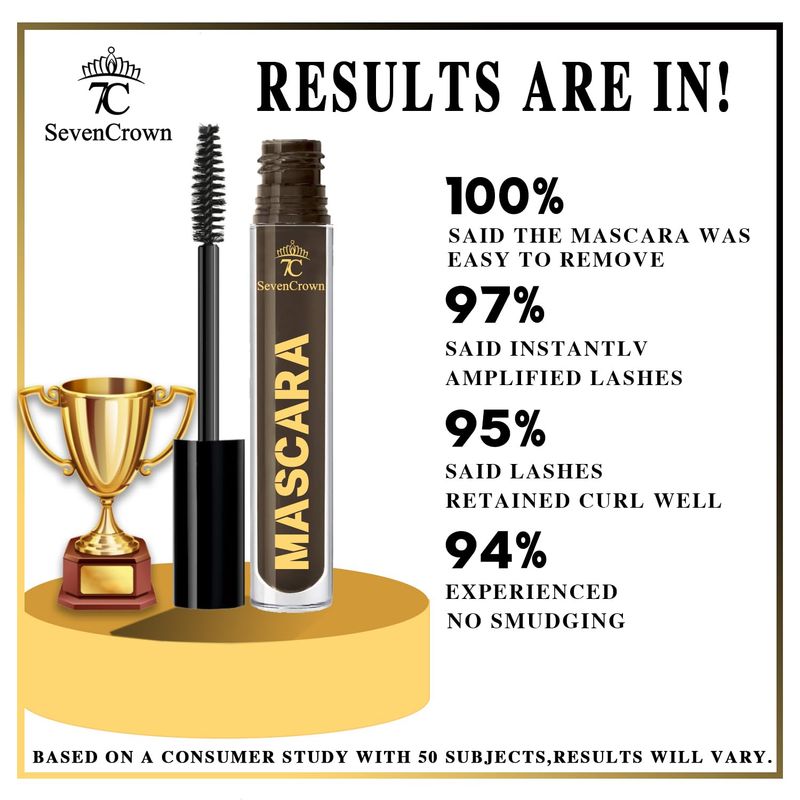 7C SEVENCROWN Brown Mascara Volume and Length Waterproof Set | Vegan &amp; Cruelty-Free | Holiday Gift for Beauty Lovers