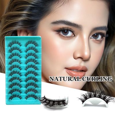 Wffenhefragrance 3D Curl Artificial Mink Eyelashes - Fluffy Wispy Lashes 10 Pairs|Natural Look,Easy to Apply&amp;Reusable|Perfect for Daily Wear,Parties&amp;Special Occasions|9-16-18mm