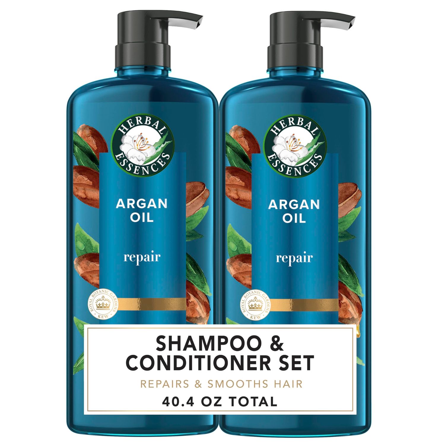 Herbal Essences Argan Oil Repair Shampoo &amp; Conditioner Set, Moisturizes &amp; Smoothes, Paraben-Free, Color-Safe, pH-Balanced, Citrus Scent, 20.2 Fl Oz, 2-Pack