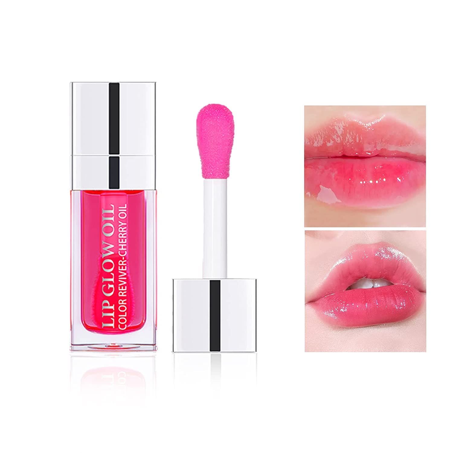Melemando Hydrating Lip Glow Oil 7 Colors Moisturizing Lip Oil Gloss Not Greasy Transparent Plumping Lip Gloss Nourishing Repairing Lip Oil Tinted for Lip Care and Dry Lips (Colors 15)