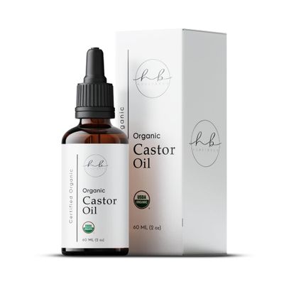 Honeybrow Organic Castor Oil - Castor Oil for Eyelashes, Eyebrows - Pure Hair Oil Rich in Ricinoleic Acid, Antioxidants - Nourishing Scalp Serum Combats Dandruff - Supports Skin Health - 2 Oz