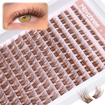 Brown Lash Clusters Natural Lash Extensions Wispy Eyelash Clusters 154 Pcs C Curl Lashes Clusters for Everyday Wear Beginner Friendly Dark Brown Cluster Eyelash Extensions by Mavphnnee