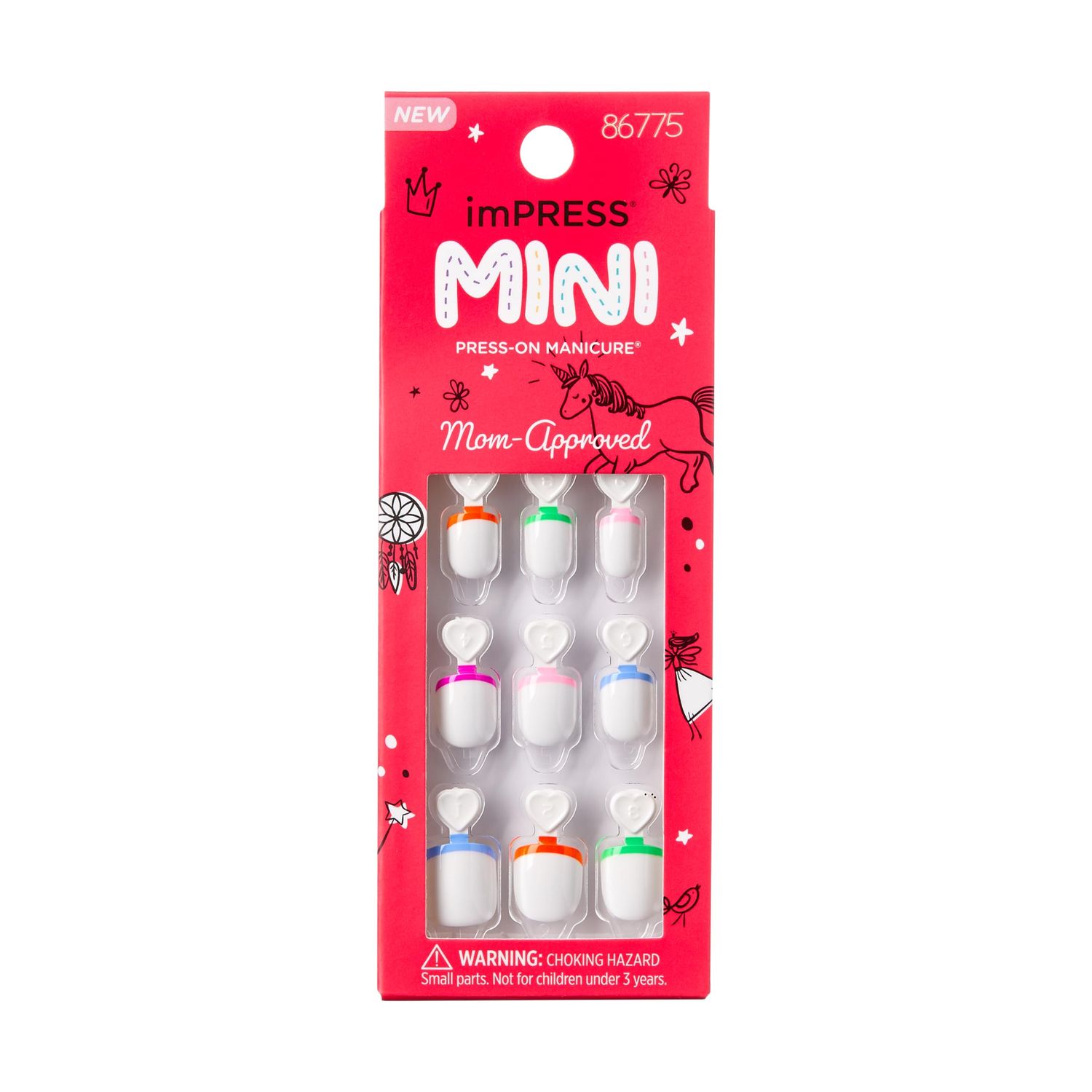KISS imPRESS Mini Press-On Nails Manicure for Kids - &#39;French Pop&#39; - Beginner Nail Art Set with Nail File &amp; 20 Fake Nails