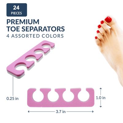 Toe Separators Set - 24 Pieces Premium Pedicure Tool Kit Super Soft &amp; Durable Two Tone ZMOI