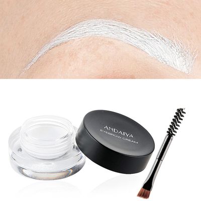 MAEPEOR 12 Colors Eyebrow Pomade Full-pigmented Long Lasting Waterproof Eyebrow Cream Gel Filling &amp; Shaping Tinted Eyebrows Enhancers with Brush for Daily or Cosplay (05 White Out)