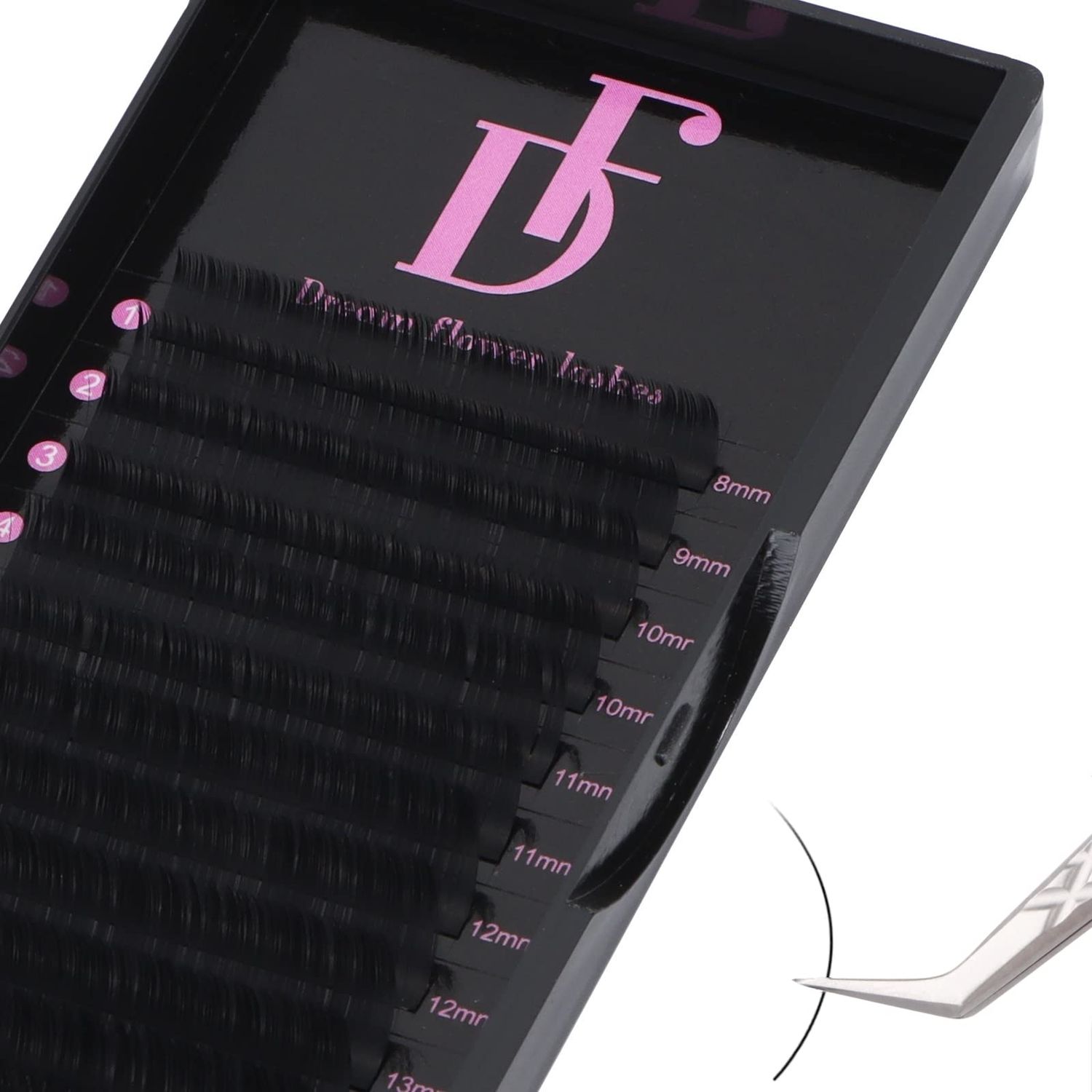 DF Eyelash Extension Classic Volume Lash Extensions 0.05 D Curl 8-15mm Mixed Tray Individual Lash Extensions Single Eyelashes Soft Matte Black Volume Lashes Extension Professional Salon Use