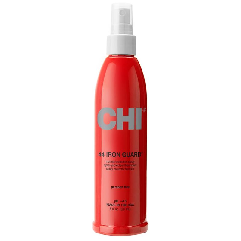 CHI 44 Iron Guard Thermal Protection Spray, Nourishing Formula Helps Resist Heat Damage to Hair &amp; Tame Frizz, Clear, 8 Oz